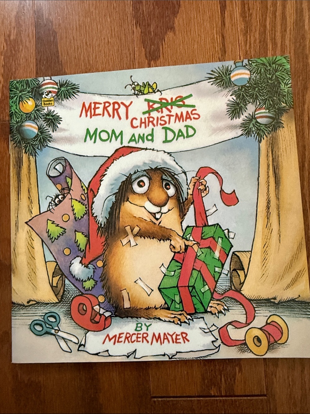 Vintage Little Critter Merry Christmas Mom and Dad 1992 Golden Book